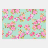 Roos Blauwgroen. Papieren pakbladen Inpakpapier Vel (Voorkant 2)