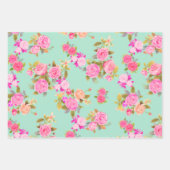 Roos Blauwgroen. Papieren pakbladen Inpakpapier Vel (Voorkant)