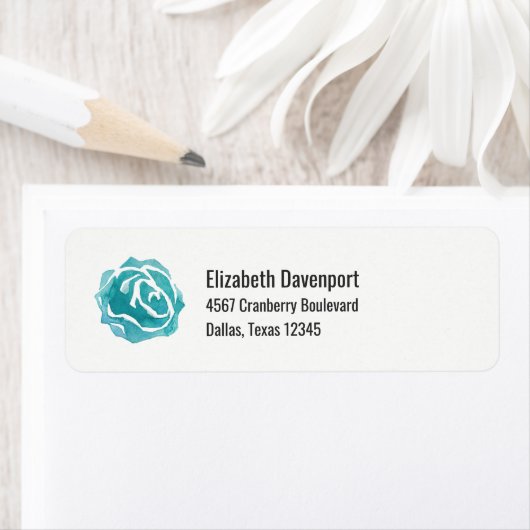 Roos blauwgroen Waterverf Etiket (Insitu)