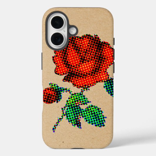 Roos Bloei Halftint op Bruin Papier Fijne Kunst Case-Mate iPhone Case (Achterkant)