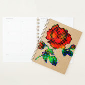 Roos Bloei Halftint op Bruin Papier Fijne Kunst Planner (Display)