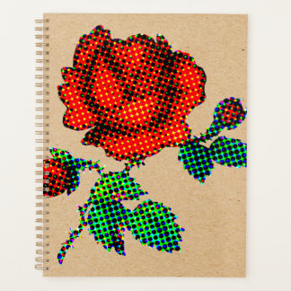 Roos Bloei Halftint op Bruin Papier Fijne Kunst Planner