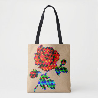 Roos Bloei Halftint op Bruin Papier Fijne Kunst Tote Bag