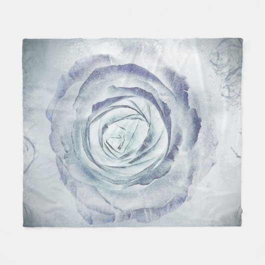 Roos Bloem 13 blauw Fleece Deken (Voorkant (Horizontaal))