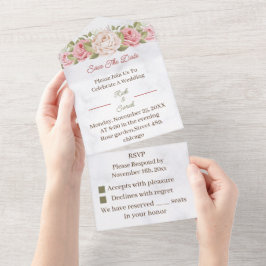 Roos Bloem Aangepaste Bewaar De Datum All In One Uitnodiging