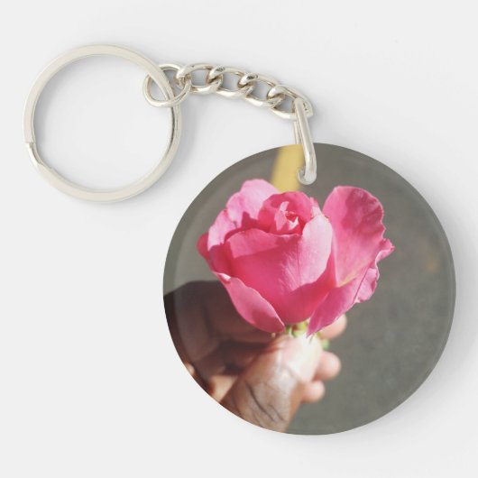 Roos Bloem Acryl Sleutelhanger (Voorkant)