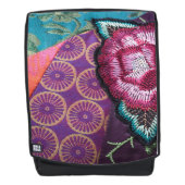 Roos bloem boho geborduurd look kleurrijk rugtassen (Voorkant)