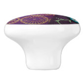 Roos bloem boho tapestry paars blauwgroen floraal keramische knop (Zijkant)