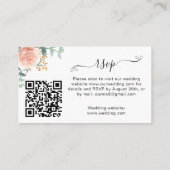 Roos bloem bruiloft reactie website QR code RSVP Informatiekaartje (Achterkant)