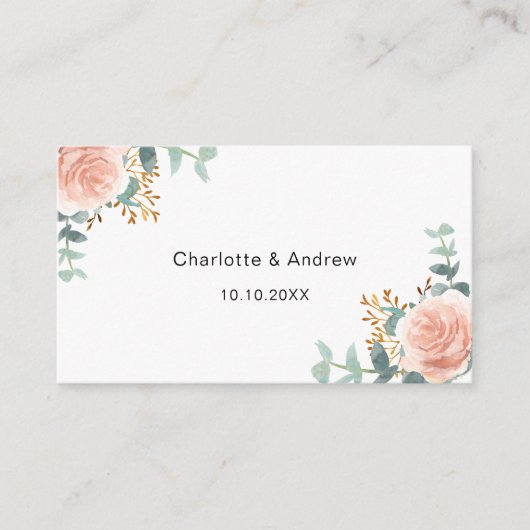 Roos bloem bruiloft reactie website QR code RSVP Informatiekaartje (Voorkant)