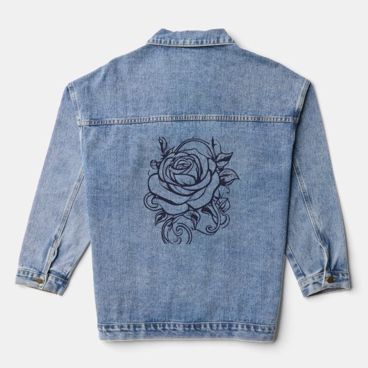 Roos bloem denim jacket (Achterkant)