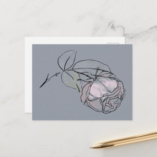Roos Bloem Doodle Briefkaart (Voorkant / Achterkant in situ)