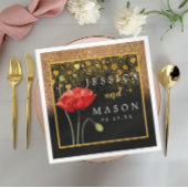 Roos Bloem Glitter Bruiloft Cocktail Servetten