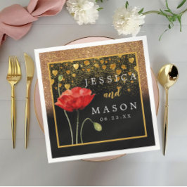 Roos Bloem Glitter Bruiloft Cocktail Servetten