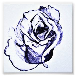 Roos bloem handschets foto afdruk