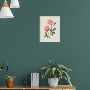 Roos bloem Kunst, Juni Gebloemde Muur Kunstprint Poster
