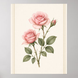 Roos bloem Kunst, Juni Gebloemde Muur Kunstprint Poster
