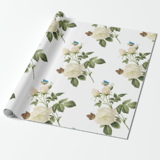 Roos Bloem met Vlinder Patroon Cadeaupapier
