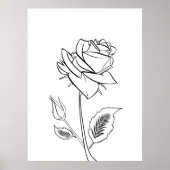 Roos Bloem Tekening Poster (Voorkant)