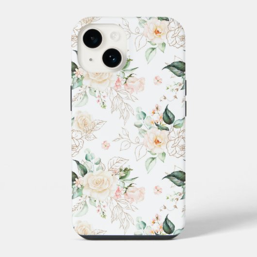 Roos Bloem Tuin Patroon iPhone Hoesje (Achterkant)