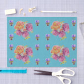  Roos Bloem Turquoise Rozen Patroon Tissuepapier (Craft)