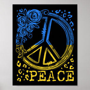 Roos Bloem Vrede Oekraine Vintage Vlag Shirt Oekra Poster