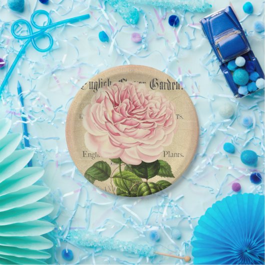 Roos bloem vrouwelijk bloemenpapier borden papieren bordje (Feest)