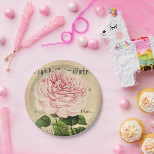 Roos bloem  vrouwelijk bloemenpapier borden papieren bordje (Feest)