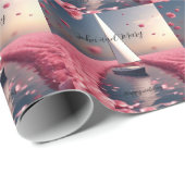 Roos bloem zeilboot bruiloft sticker cadeaupapier (Rol Hoek)