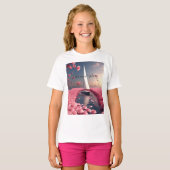 Roos bloem zeilboot bruiloft sticker t-shirt (Voorkant volledig)