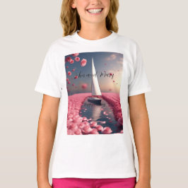 Roos bloem zeilboot bruiloft sticker t-shirt