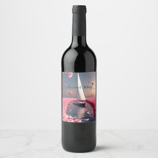 Roos bloem zeilboot trouw sticker (Voorkant)