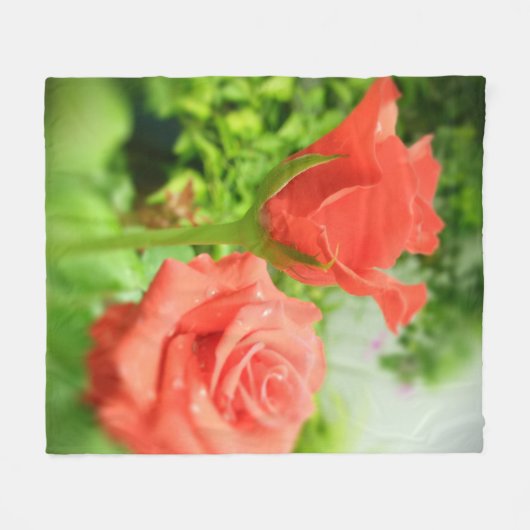 Roos bloemen #2 Fleece Deken (Voorkant (Horizontaal))