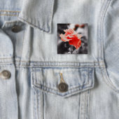 Roos bloemen #2 Vierkante Button 5,1 Cm (In situ)