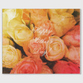 Roos bloemen Aangepaste tekst Happy Moederdag Flor Cadeaupapier (Vlak)