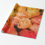 Roos bloemen Aangepaste tekst Happy Moederdag Flor Cadeaupapier (Uitgerold)