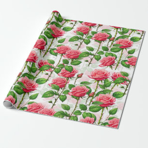 Roos Bloemen Bloemen Bladpatroon Cadeaupapier