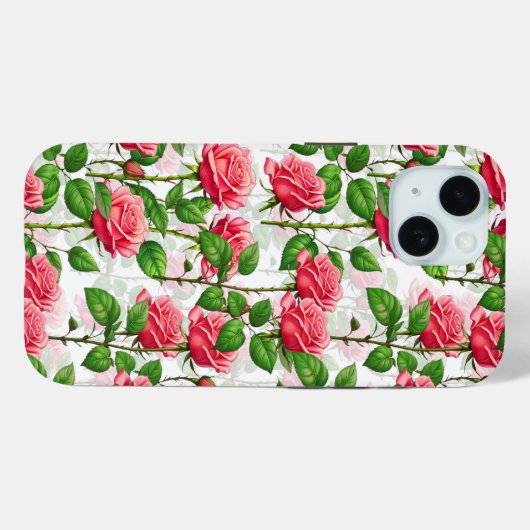 Roos Bloemen Bloemen Bladpatroon Case-Mate iPhone Case (Achterkant (horizontaal))