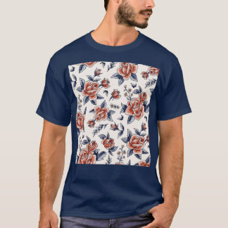 Roos Bloemen Bloemen Lente Zomer Patroon T-shirt