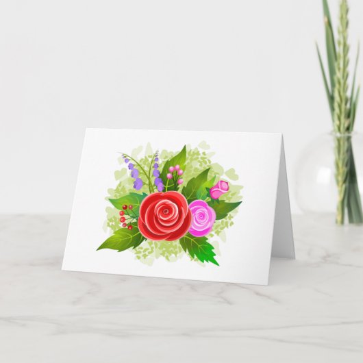 Roos Bloemen Boeket Ontwerp-25310 Kaart (Voorkant)