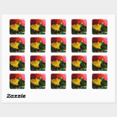 roos bloemen bouquet vierkante sticker (Vel)