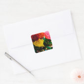 roos bloemen bouquet vierkante sticker (Envelop)