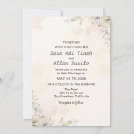 Roos Bloemen Bruiloft Kaart