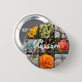 Roos Bloemen Cacti Fotocollage Bloesem Script Ronde Button 5,7 Cm (Voorkant /achterkant)