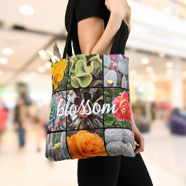 Roos Bloemen Cacti Fotocollage Bloesem Script Tote Bag