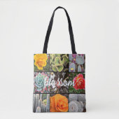 Roos Bloemen Cacti Fotocollage Bloesem Script Tote Bag (Voorkant)