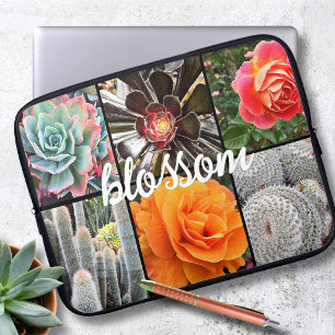 Roos Bloemen Cactussen Foto Collage Bloesem Schrif Laptop Sleeve