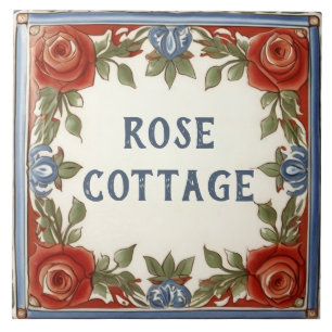 Roos Bloemen Custom House Name Bord Sign Plaque Tegeltje