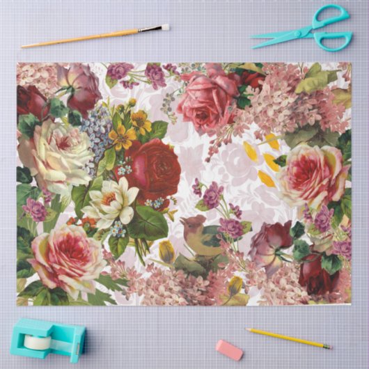  Roos Bloemen Decoupage Ephemera Tissuepapier (Craft)