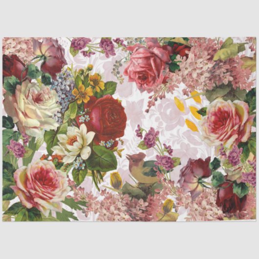  Roos Bloemen Decoupage Ephemera Tissuepapier (Voorkant)